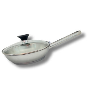Frigideira Allegra Em Aço Inox Com Tampa De Vidro