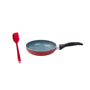 Frigideira antiaderente e espátula de silicone pequena vermelha Oikos