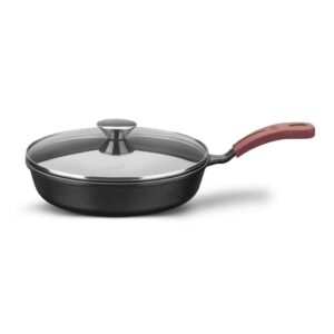 Frigideira de Ferro Wok Fundido Forno e Fogão Tampa de Vidro 1,9