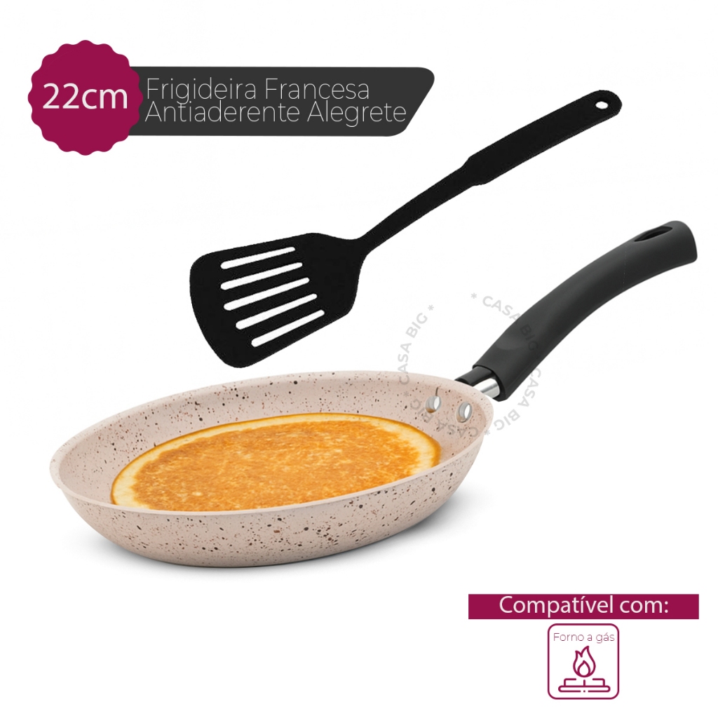 Frigideira Francesa E Panquequeira Antiaderente Alegrete 22Cm Cinza — Cozinha e Utensílios