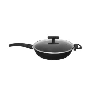 Frigideira Wok Antiaderente Cabo e Alça 26 cm Teflon com Tampa de