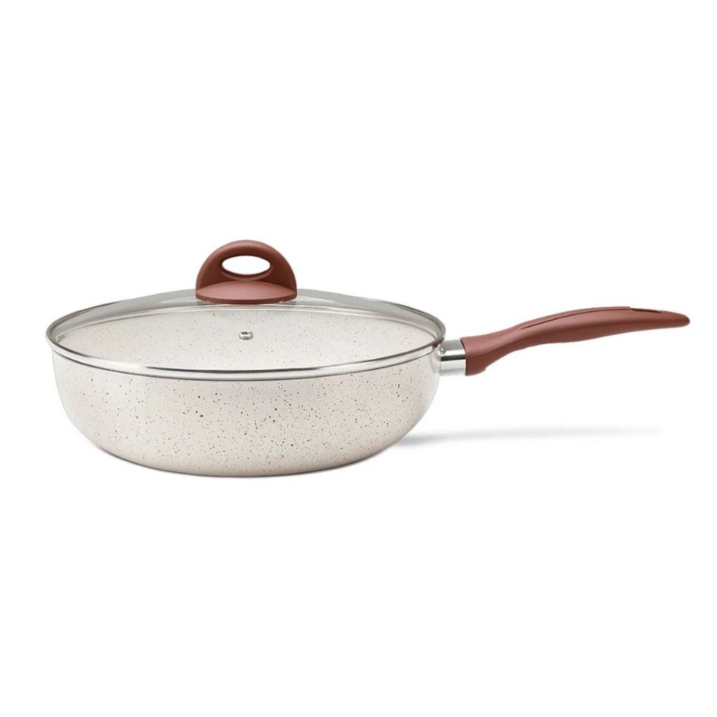Frigideira Wok Indução Antiaderente 28cm 3,4L Brinox Cor Vanilla — Cozinha e Utensílios