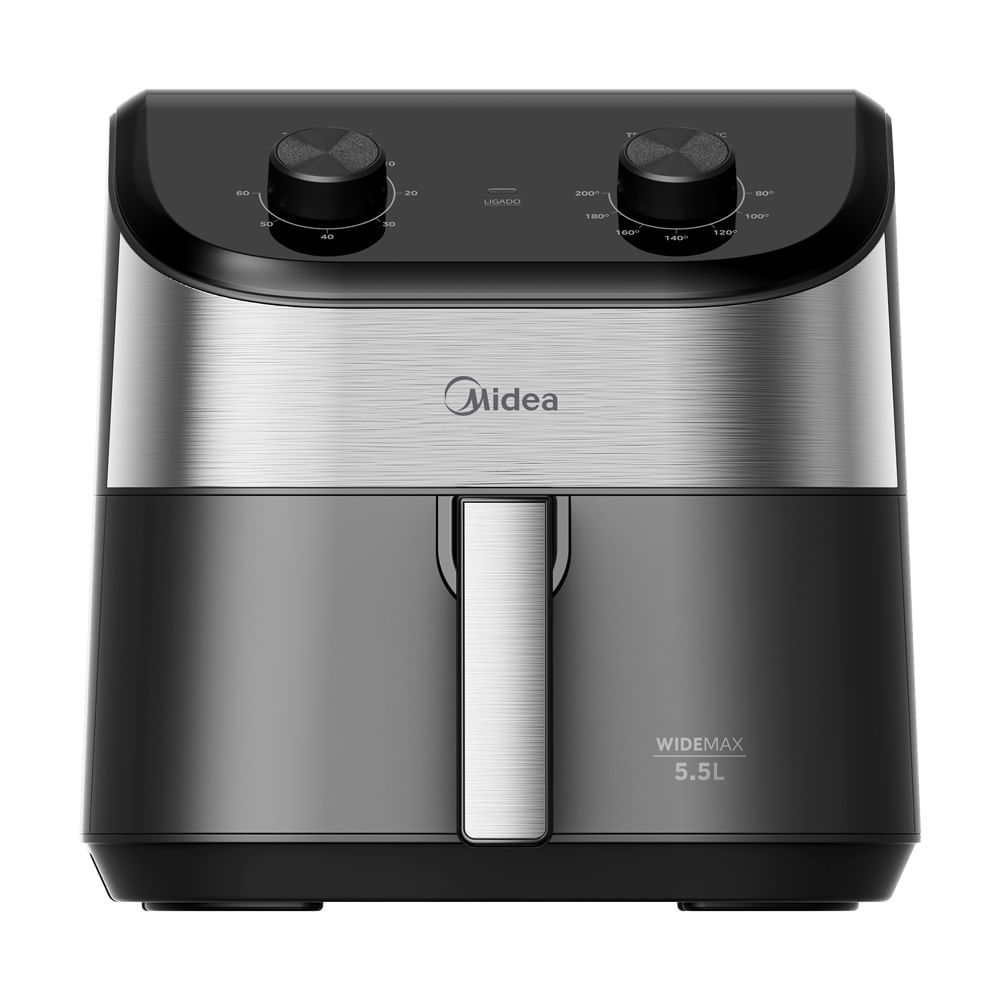 Fritadeira Air Fryer 5,5L Widemax Preto e Inox Midea — Cozinha e Utensílios
