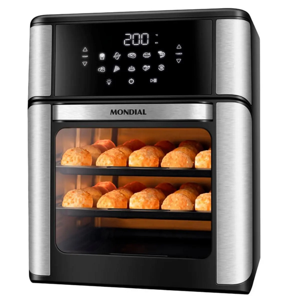 Fritadeira Air Fryer Forno Mondial 12L 2200W 220V Preto Inox