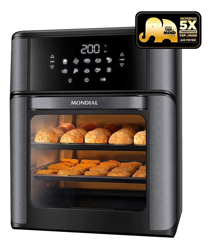 Fritadeira Elétrica AFON-12L-BG Forno Oven 12 Litros Preto Mondial — Eletroportáteis