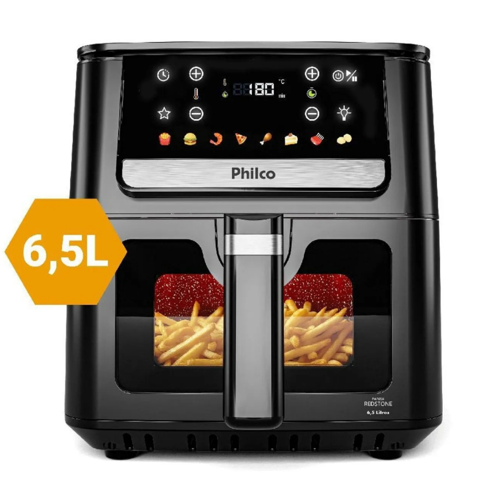 Fritadeira Elétrica Philco PAF65A Redstone 6,5L 1700W Air Flow Preta — Eletroportáteis