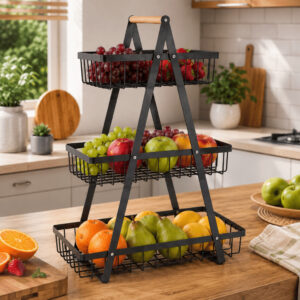 Fruteira 3 Andares de Mesa Média Premium Cesta Frutas de Mesa 50cm