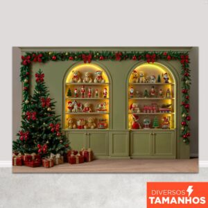 Fundo Fotográfico Natal Brinquedos Painel Natalino Em Tecido