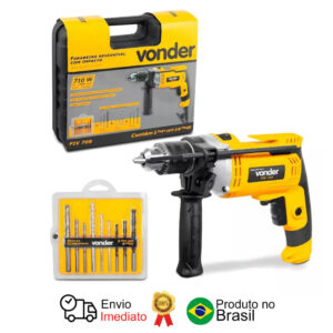 Furadeira Impacto 1 2′ Kit Jogo 9 Brocas e Maleta Fiv 709 127 V Vonder