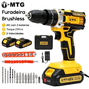 Furadeira Parafusadeira 48V 2 Baterias Maleta com Acessórios Completo