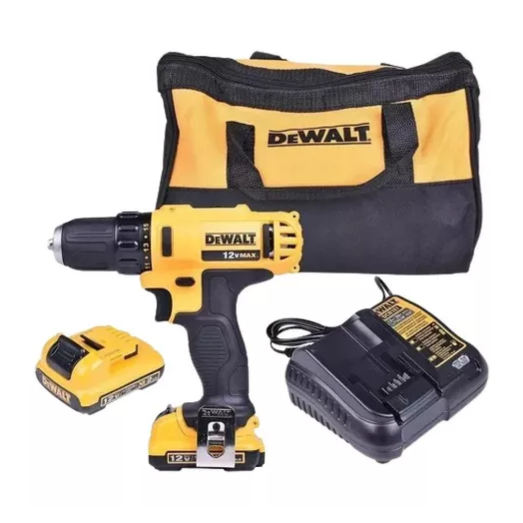 Furadeira Parafusadeira Dewalt Bivolt 12v 2 Bateria Dcd710 Cor Amarelo — Ferramentas Elétricas