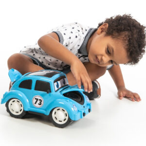 Fusca Super Tunning Fuca Corrida Azul Abre Capô e Tampa Brinquedo