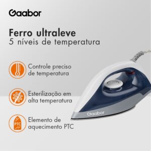 Gaabor 1200W Ferro de Passar Roupa a Vapor 127V 220V