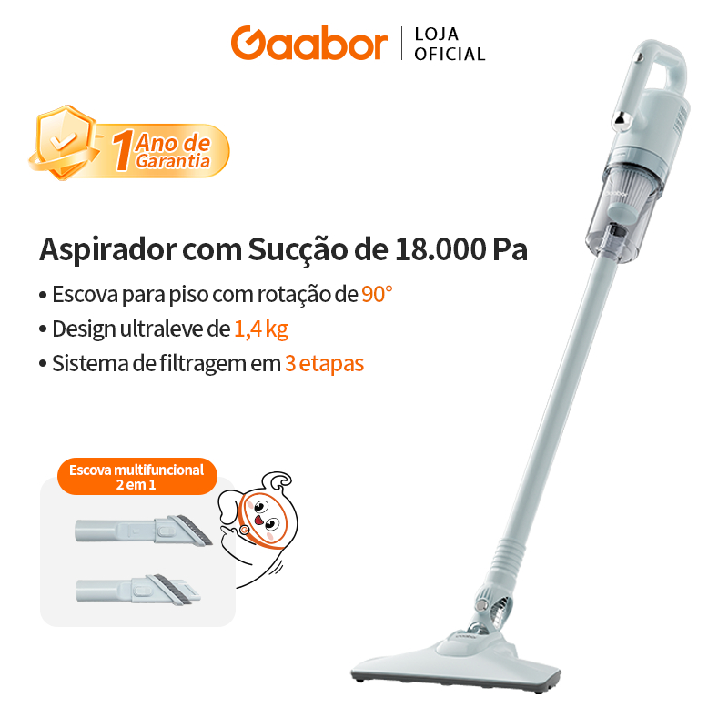 Gaabor 16000Pa Aspirador de Pó 2 em 1 Forte Sucção Longo 4.5m Limpeza — Eletroportáteis