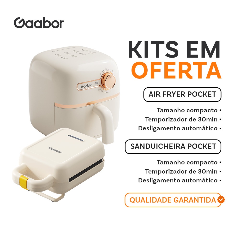Gaabor Air Fryer 1,4L AF20M +Sanduicheira SM60M Assadeira Removível — Cozinha e Utensílios