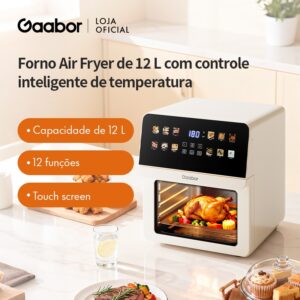 Gaabor Air Fryer Digital 12L Preta Touch Timer Frigideira