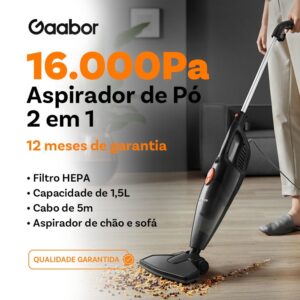 Gaabor aspirador de pó 2 em 1 sucção forte de 16000Pa dust off silent