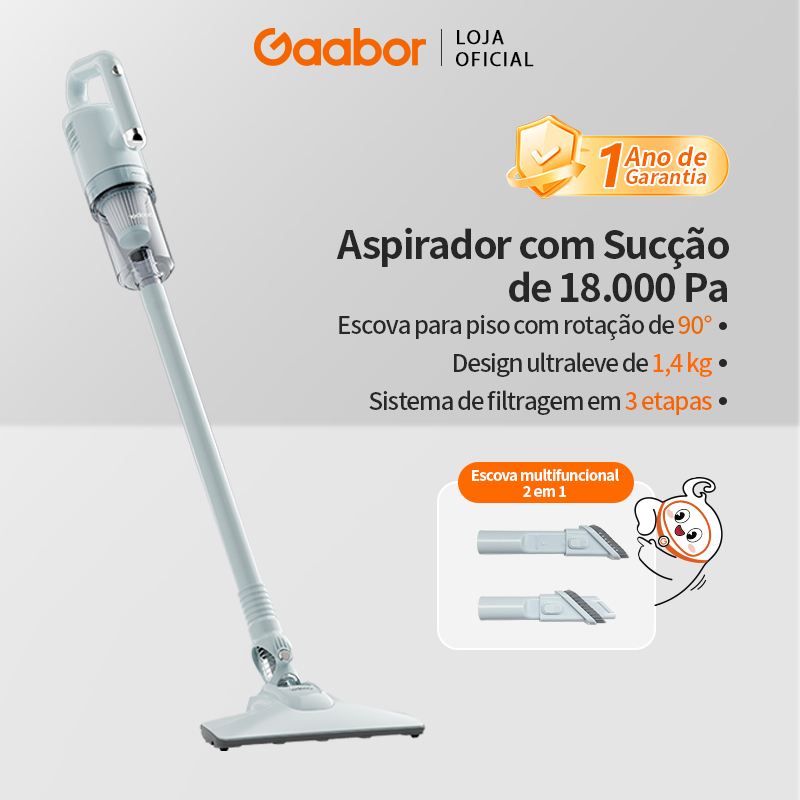 Gaabor Aspirador de Pó com Fio 2 em 1 18Kpa Rotação 32000rpm Leve e — Eletroportáteis