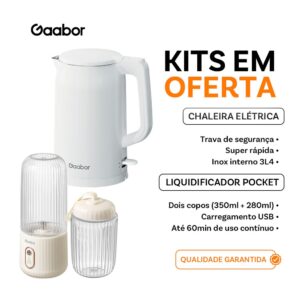 Gaabor Chaleira elétrica 1,7L EK20M Espremedor de frutas portátil USB