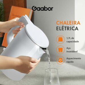 Gaabor Chaleira Elétrica 1,7L Parede Dupla Resistente ao Calor Aço