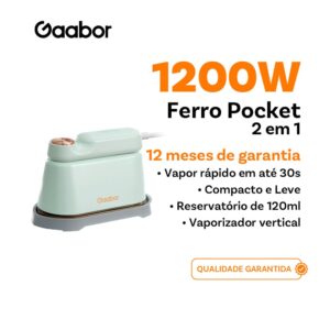 Gaabor Ferro de passar a vapor portátil em aço inoxidável resistente
