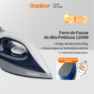 Gaabor Ferro de Passar Roupa a Vapor 220V 127V Azul 1200W