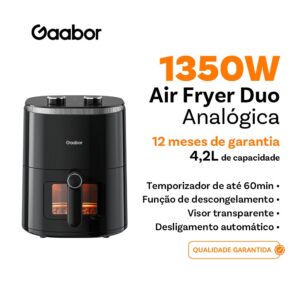Gaabor fritadeira air fryer 4,2L Botão de botão duplo Grande janela