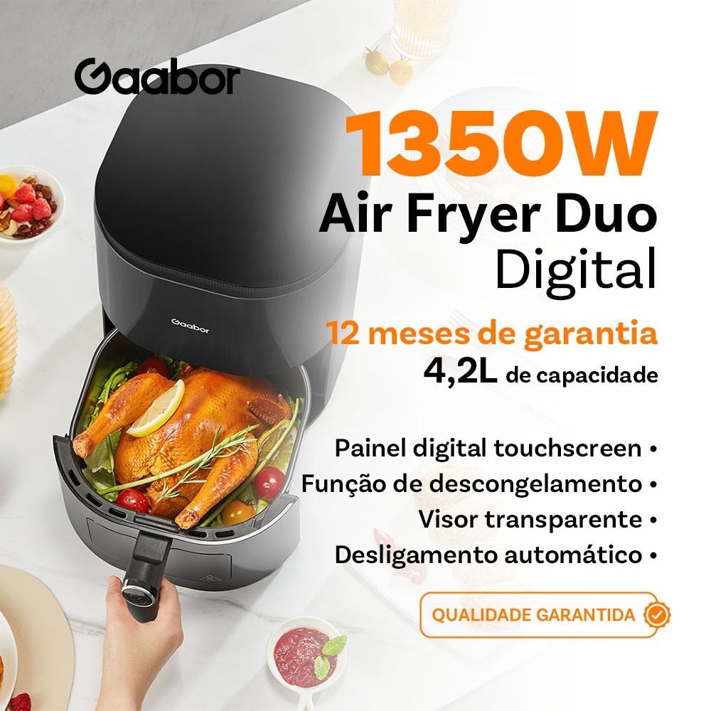 Gaabor Fritadeira Elétrica 4,2L Revestimento Antiaderente Queimador