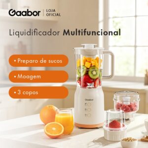 Gaabor Multiprocessador 2 Copos 3 Facas Aço Inox Bivolt 127V 220V 400W