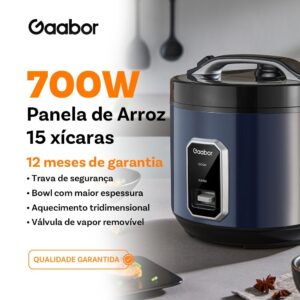Gaabor Panela de Arroz Multi Cooker 2,2L 700W 6 Xícaras Azul Marinus — Cozinha e Utensílios