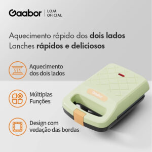 Gaabor Sanduicheira Dupla Face Rapida Compacta Para Cafe da Manha