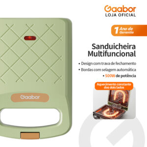 Gaabor Sanduicheira Elétrica Compacta Antiaderente Fácil Limpar