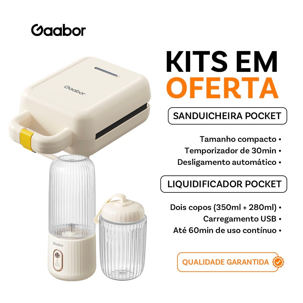 Gaabor Sanduicheira SM60M Espremedor Portátil 350ml+280ml Bateria de