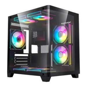 Gabinete Gamer Acegeek Arcane, Mid-Tower, Lateral de Vidro, Preto