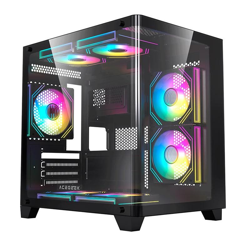 Gabinete Gamer Acegeek Arcane, Mid-Tower, Lateral de Vidro, Preto — Informática