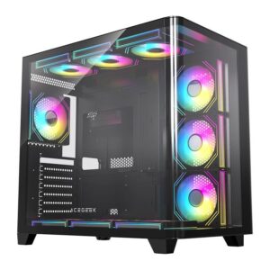 Gabinete Gamer Acegeek CurveX, Mid-Tower, Lateral de Vidro, Preto