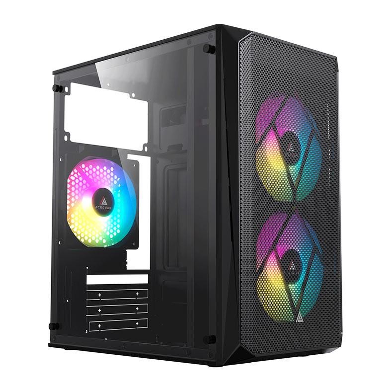Gabinete Gamer Acegeek Forge, Mini-Tower, Lateral de Acrilico, Com 2