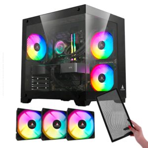 Gabinete Gamer Acegeek Gimli, Rainbow, Mid-Tower, Lateral de Vidro
