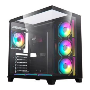 Gabinete Gamer Acegeek Horizon, Mid-Tower, Lateral de Vidro, Preto