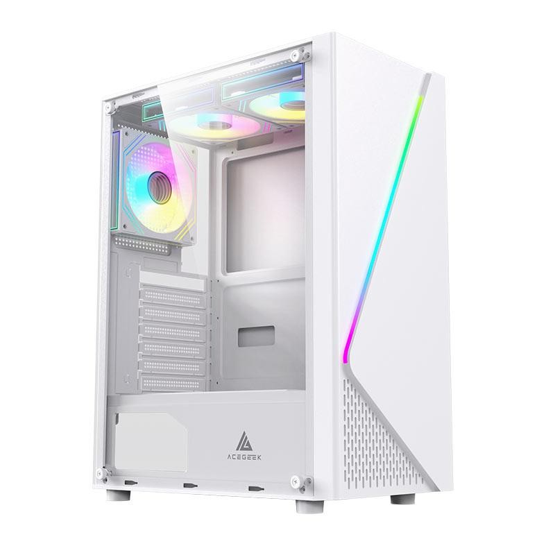Gabinete Gamer Acegeek Lumix, Mid-Tower, Lateral de Vidro, Branco — Informática