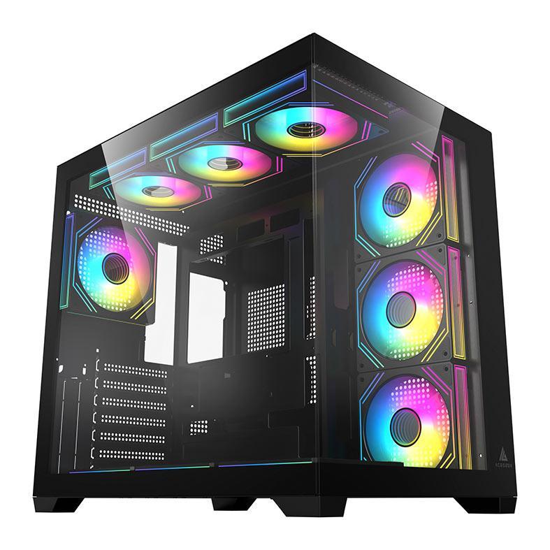 Gabinete Gamer Acegeek Omniview, Mid-Tower, Lateral de Vidro, Preto — Informática