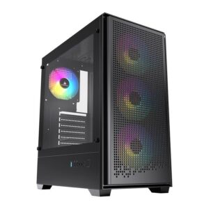 Gabinete Gamer Acegeek Qube Mesh, Mid-Tower, Lateral de Vidro, Preto
