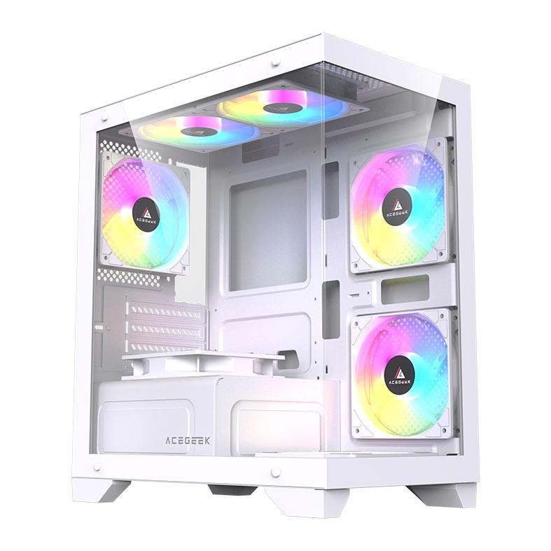 Gabinete Gamer Acegeek Rhythm, Mid-Tower, Lateral de Vidro, Branco — Informática