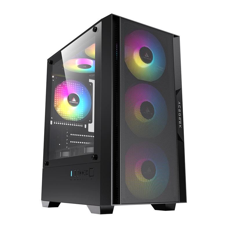 Gabinete Gamer Acegeek Stratus Mesh, Mid-Tower, Lateral de Vidro — Informática