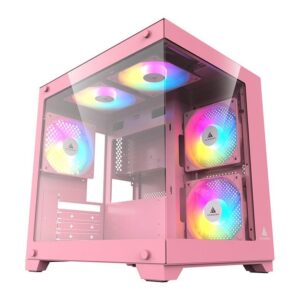 Gabinete Gamer Acegeek Vacancy L375, Mid-Tower, Lateral de Vidro, Rosa