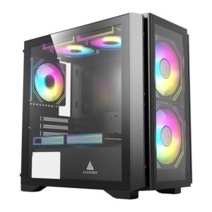Gabinete Gamer Acegeek Vision M352, Mid-Tower, Lateral de Vidro, Preto