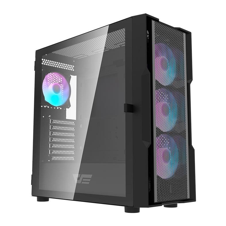 Gabinete Gamer Aigo Darkflash Mesh Lateral DE Vidro Com 4 Fans Preto — Informática