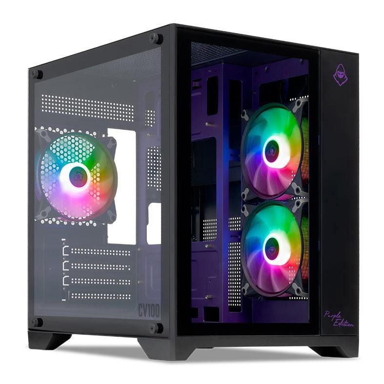 Gabinete Gamer Aquário Mancer Purple Edition,Mid-Tower,Lat Vidro C 3