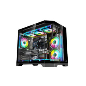 Gabinete Gamer Aquário Vidro Temperado Black Sem Fonte Com 6 Fans