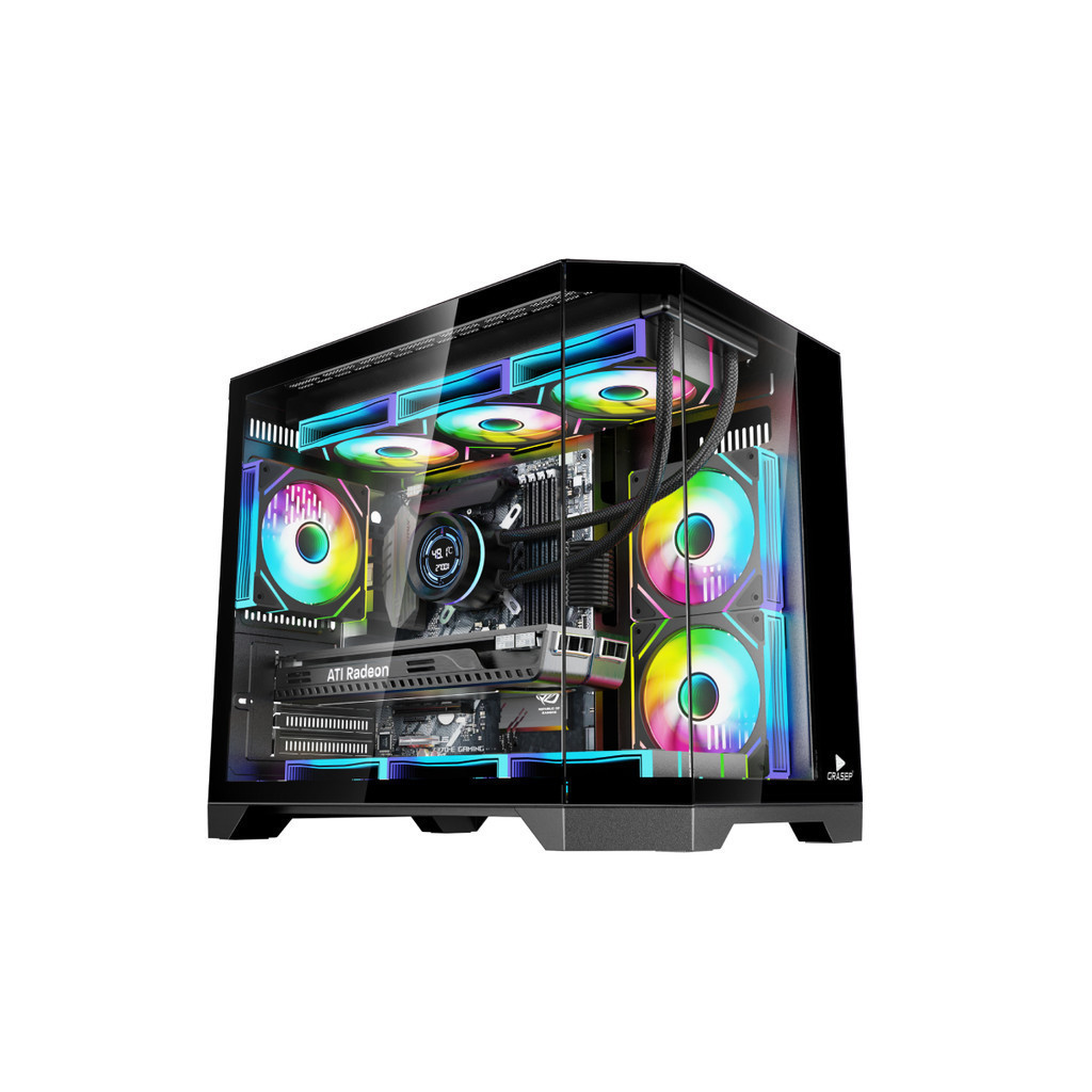 Gabinete Gamer Aquário Vidro Temperado Black Sem Fonte Com 6 Fans